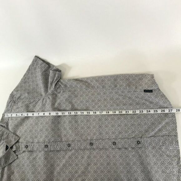 prAna Ulu Button Up Shirt Men's Small Geometric Print Short Sleeve 100% Organic - Picture 8 of 11